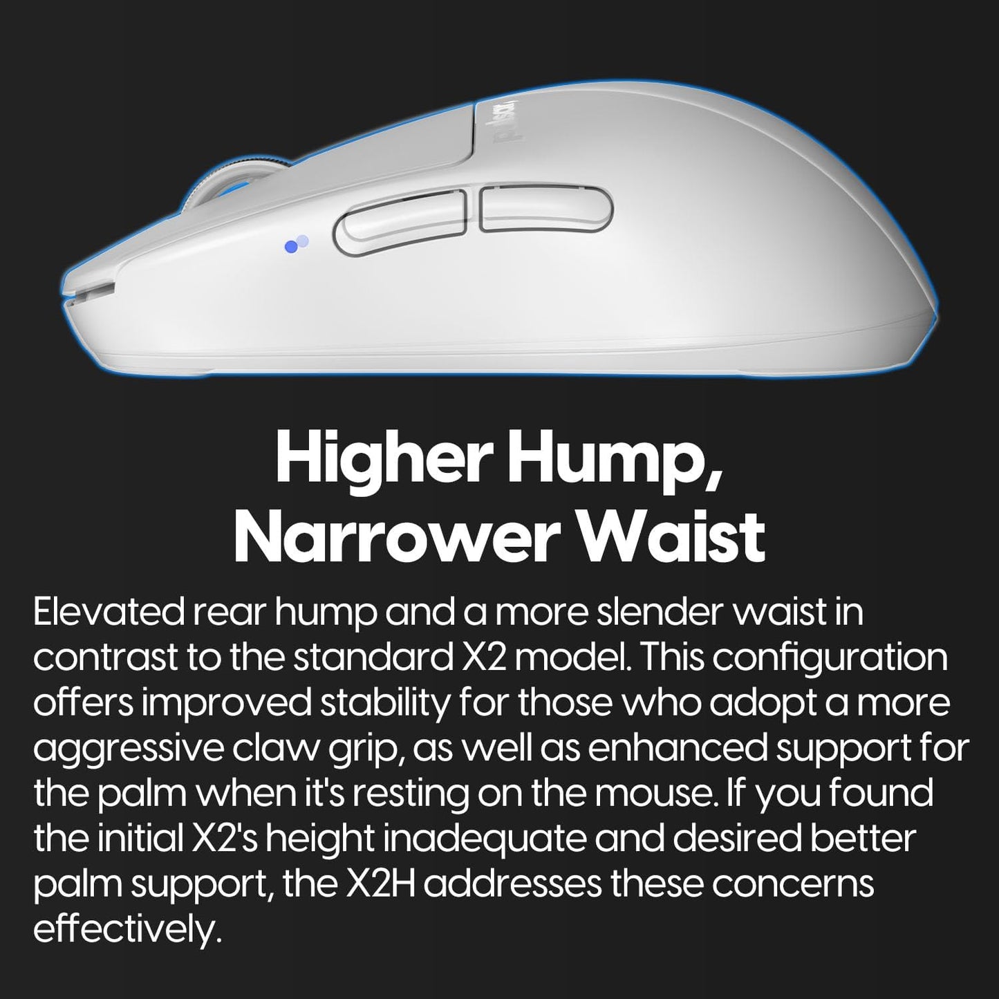 Pulsar Gaming Gears X2H Wireless Gaming Mouse, Ultra Lightweight 1.90 oz (54 g), Symmetrical, Optical Switch, 2.4 Ghz 1 ms, 26000 DPI, PAW3395 Sensor (Medium, Wireless, White)
