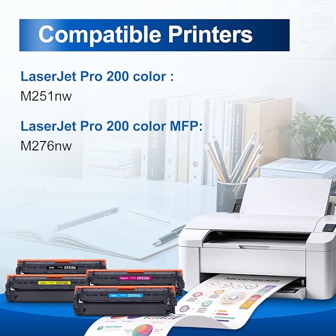 InkNI Compatible 131A Toner Cartridge Replacement for HP 131A 131X Black, Cyan, Magenta, Yellow|Compatible for HP Printers LaserJet Pro 200 Color M251nw,MFP M276nw (Color, 4-Pack)