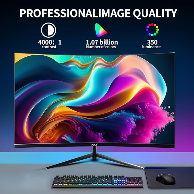 ZZA 32 Inch Curved Gaming Monitor, QHD 2560x1440, Ultra 300Hz & 240Hz Refresh Rate, Computer Monitor VA Panel,1500R, 1ms, HDR, AMD FreeSync Premium, NVIDIA G-SYNC Compatible