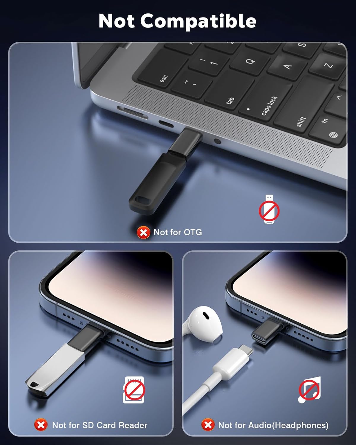 MoKo USB C to Lightning Adapter 4 Pack, Not for Audio/OTG, Lightning Male to USB C Female Adapter for iPhone 14/13/12/11/X Series, iPad/AirPods, Charging & Data Sync, with Anti-Lost Loop, Black