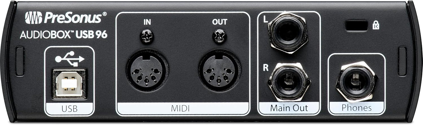 PreSonus AudioBox USB 96 Bundle — USB Audio Interface, XLR Interface for Guitar, Device for PC & Mac, Complete Recording Package with Studio One Pro, Music Production, Home Studio