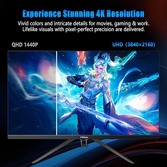 28 Inch 4K UHD Gaming Monitor 144Hz 1ms，IPS Monitor with HDR400, 100% sRGB， AMD FreeSync/G-Sync，PC Monitor for Gaming,Office,Type-C/HDMI/USB，Built-in Speaker，VESA Mount, Bluelight Filter