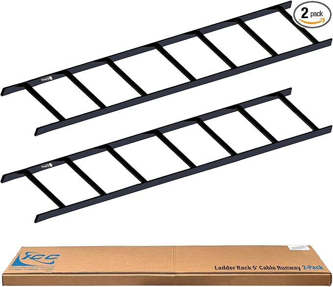 ICC Cable Runway Rack 5' Straight Section, 16-Gauge Steel, Made in USA, 2-Pack