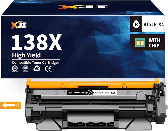 XJI 138X(with Chip) Compatible Toner Cartridges Replacement for HP 138 X A W1380X 138A W1380A High Yield Ink, for Laser Jet Pro 3001dn 3001dw MFP 3101fdn 3101fdw 3101sdw Printer Black