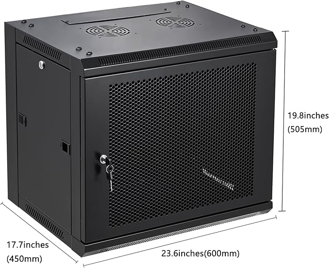 9U Wall Mount Server Cabinet Network Rack Vented Enclosure Locking Door