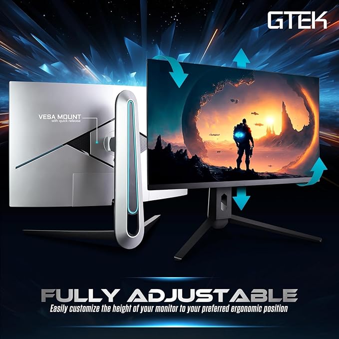 GTek 27 inch 240Hz 2K Gaming Monitor, QHD 2560 x 1440P Computer Monitor, Extreme Low Motion Blur, Fast IPS 1ms MPRT, DisplayPort/HDMI, VESA, Height Adjustable- Q2740P