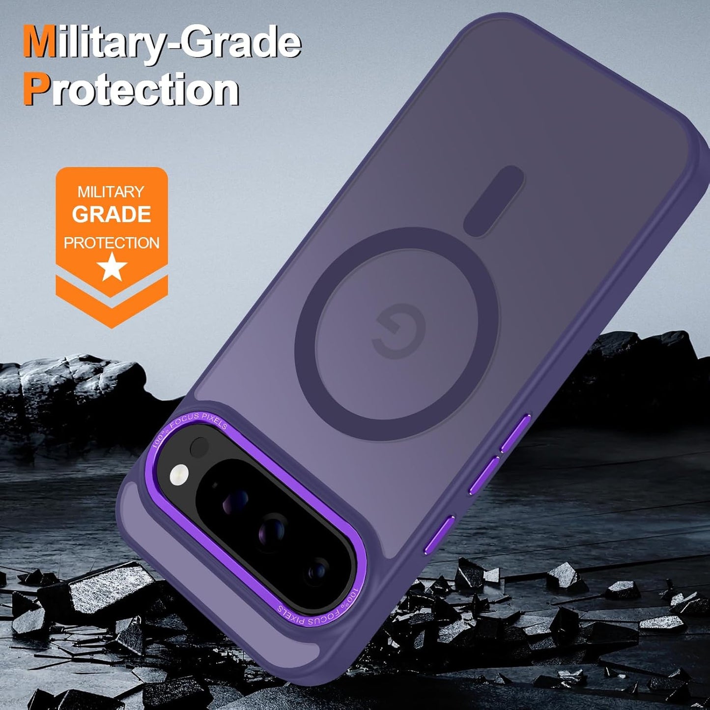 Magnetic for Google Pixel 9 Pro XL Case, [Military Grade Drop Protection] [Compatible with MagSafe] Shockproof Slim Translucent Matte Anti-Slip for Women Girls Men Case, Deep Purple