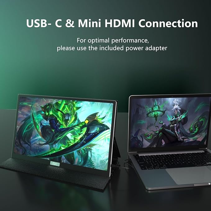 FMC 15.6 Inch 4K Portable Gaming Monitor with Touch, Brightness 100% sRGB 3840x2160 UHD Display with Powered 30W USB C, Mini HDMI, Built-in Speaker