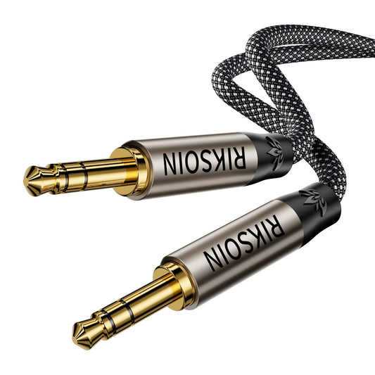 3.5mm Aux Cable, Silver-Plated Wire Core Male to Male Cord for Headphones Car Home Stereos Speaker Compatible with iPhone iPad iPod Echo -16.4FT/5M