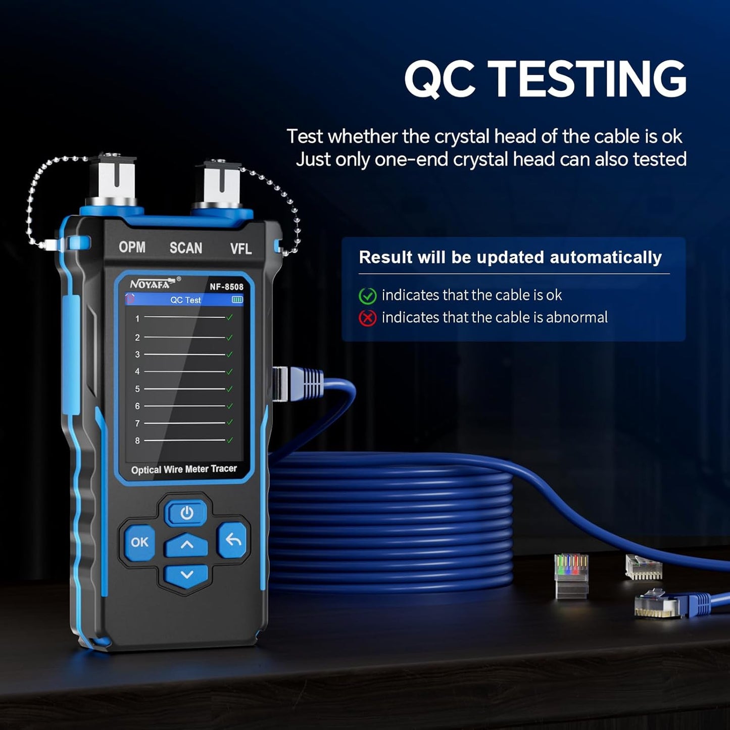 NOYAFA NF-8508 Network Cable Tester Kit with RJ45 Crimp Tool, Ethernet Cable Tester with Optical Power Meter, RJ45 Network Tester with Crimper Stripper Cutter for Cat5 Cat6 Cat7 8P8C