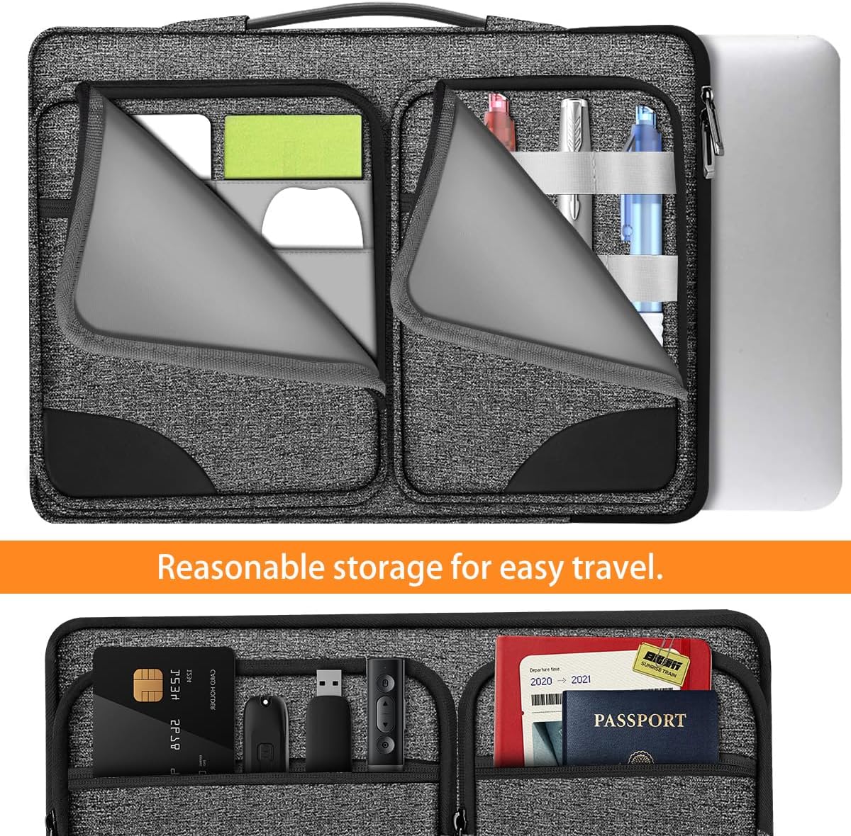Hseok Laptop Sleeve 15 15.6 16 inches Case Protective PC Briefcase for Commuting and Business trip，BJP-Dark