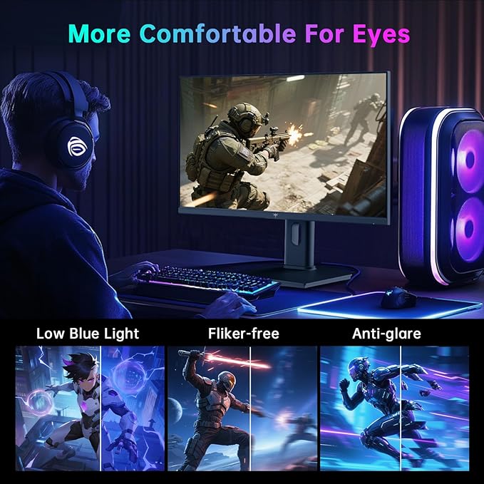 KTC 24.5 Inch 300Hz Gaming Monitor, FHD 1080P 240Hz Fast IPS Monitor, HDR, FreeSync, DisplayPort x1 HDMI x2, 119% sRGB, Height/Pivot/Tilt Adjustment, VESA Support, H25Y7