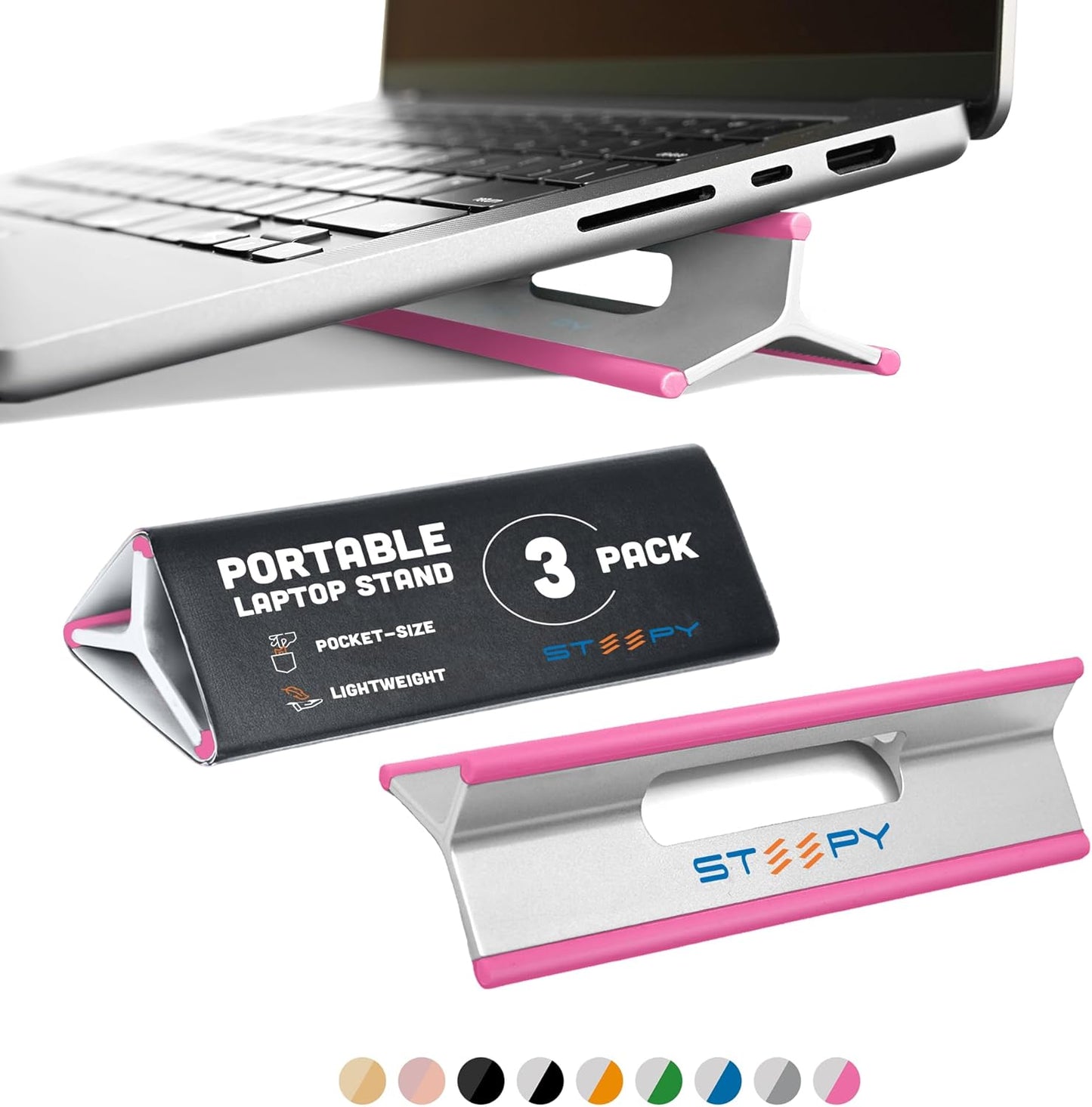 Steepy Adjustable Laptop Stand for Desk - 3 Height Computer Stand - Laptop Desk Riser