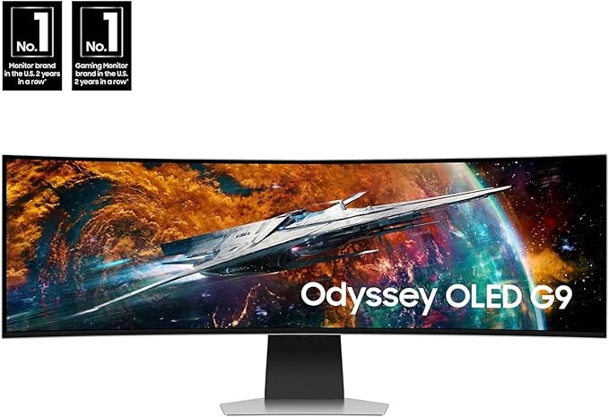 Samsung 49" Odyssey OLED G9 (G95SC) Series Curved Smart Gaming Monitor w QD-OLED, 240Hz, 0.03ms, AMD Freestyle Premium Pro, G-Sync Compatible, Dual QHD, Neo Quantum Processor Pro, LS49CG954SNXZA