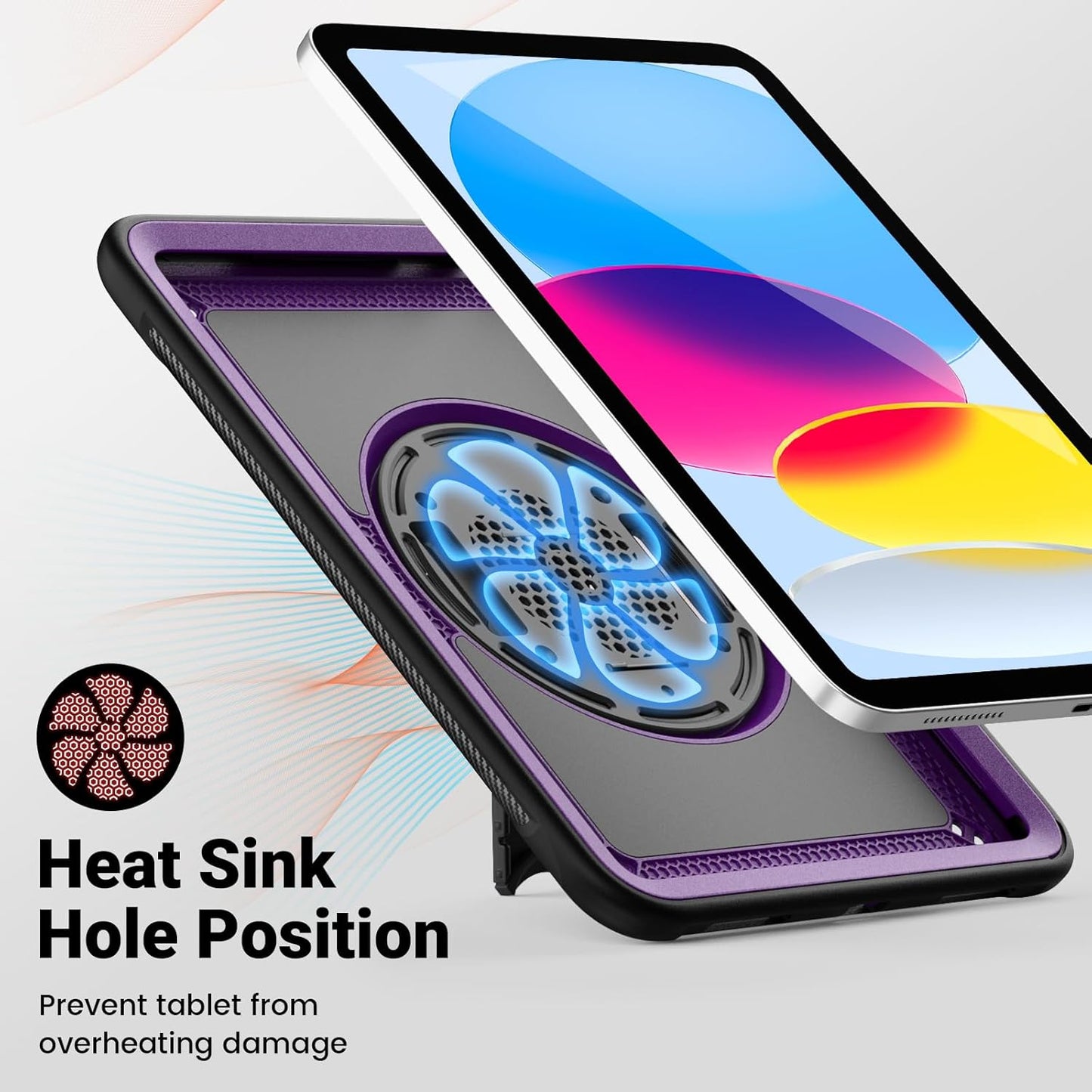 SCSVPN Case for iPad (A16) 11th Generation 11 Inch 2025 / 10th Generation 10.9 Inch 2022, Shockproof Protective Case with Screen Protector, Pencil Holder, Rotating Stand, Hand/Shoulder Strap - Purple