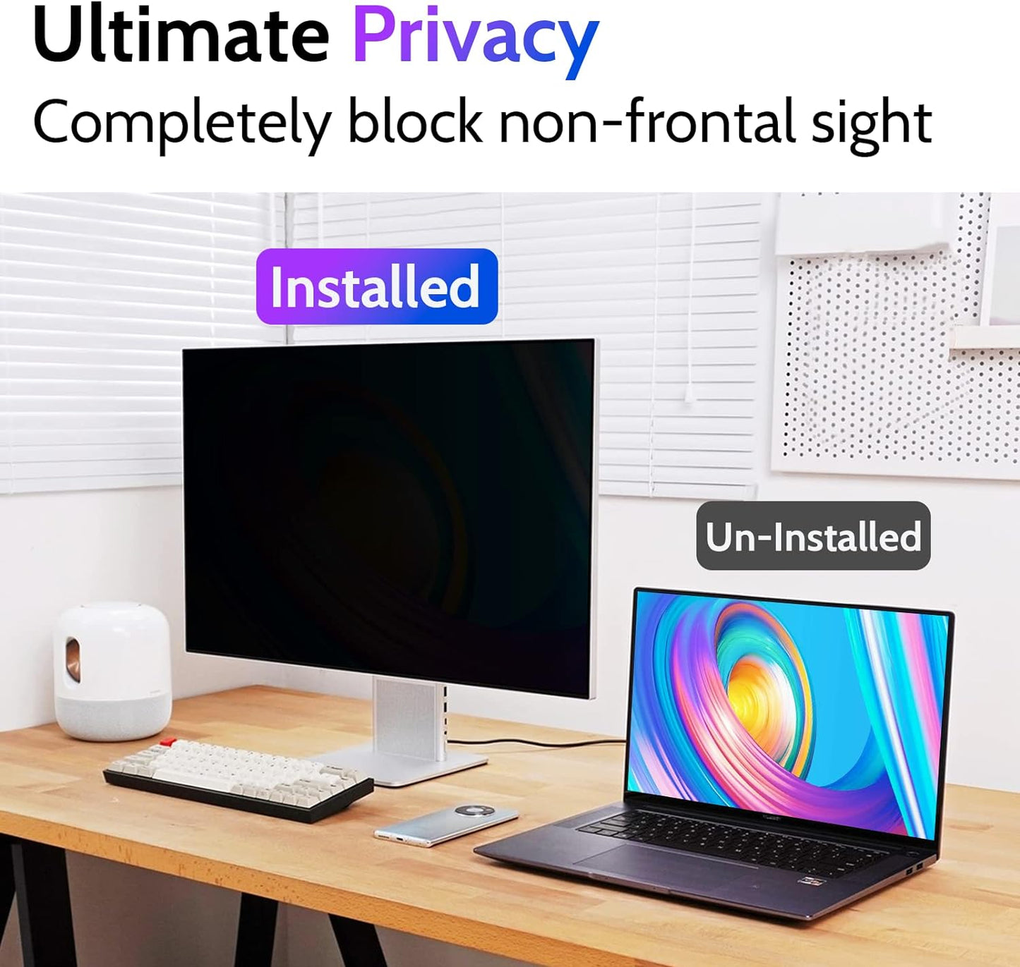 Computer Privacy Screen 20 Inch for 16:9 Widescreen Monitor, Removable 20inch Anti Blue Light Anti Glare Monitor Privacy Filter Shield (17 7/16" x 9 13/16")