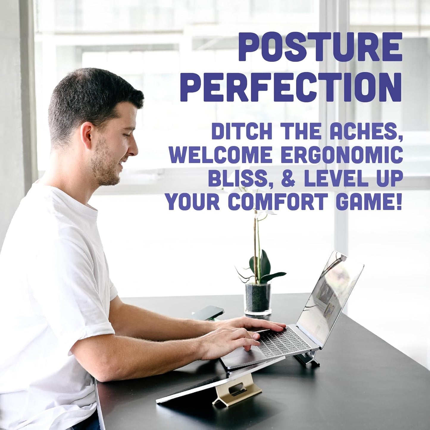 Steepy Low Profile Laptop Stand - Computer Stand with 3 Heights - Plastic Laptop Riser, Lightweight Lift - Orange, 2 Pack