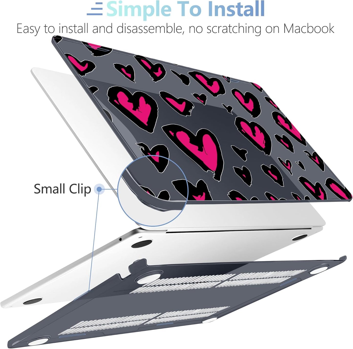 MEEgoodo for M4/M3/M2 MacBook Air 15.3 inch Case 2025 2024 2023, Case Fit Model (A3241/A3114/A2941) for MacBook Air 15 inch, Laptop Hard Shell with Keyboard Cover, Handwritten Heart