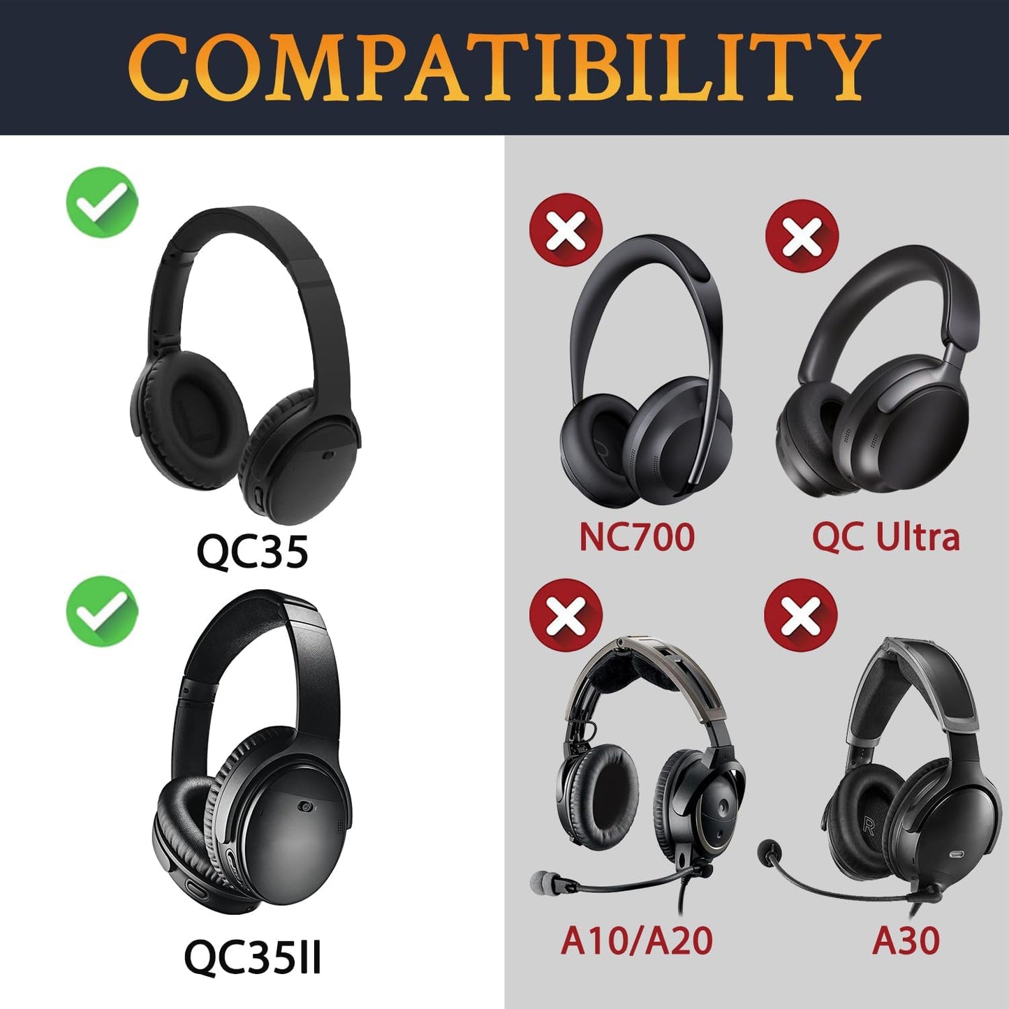 SoloWIT Replacement Earpads Cushions for Bose QuietComfort 35 (QC35) & Quiet Comfort 35 II (QC35 ii) Headphones, Ear Pads with Softer Leather, Noise Isolation Foam, Added Thickness (Red Storm)