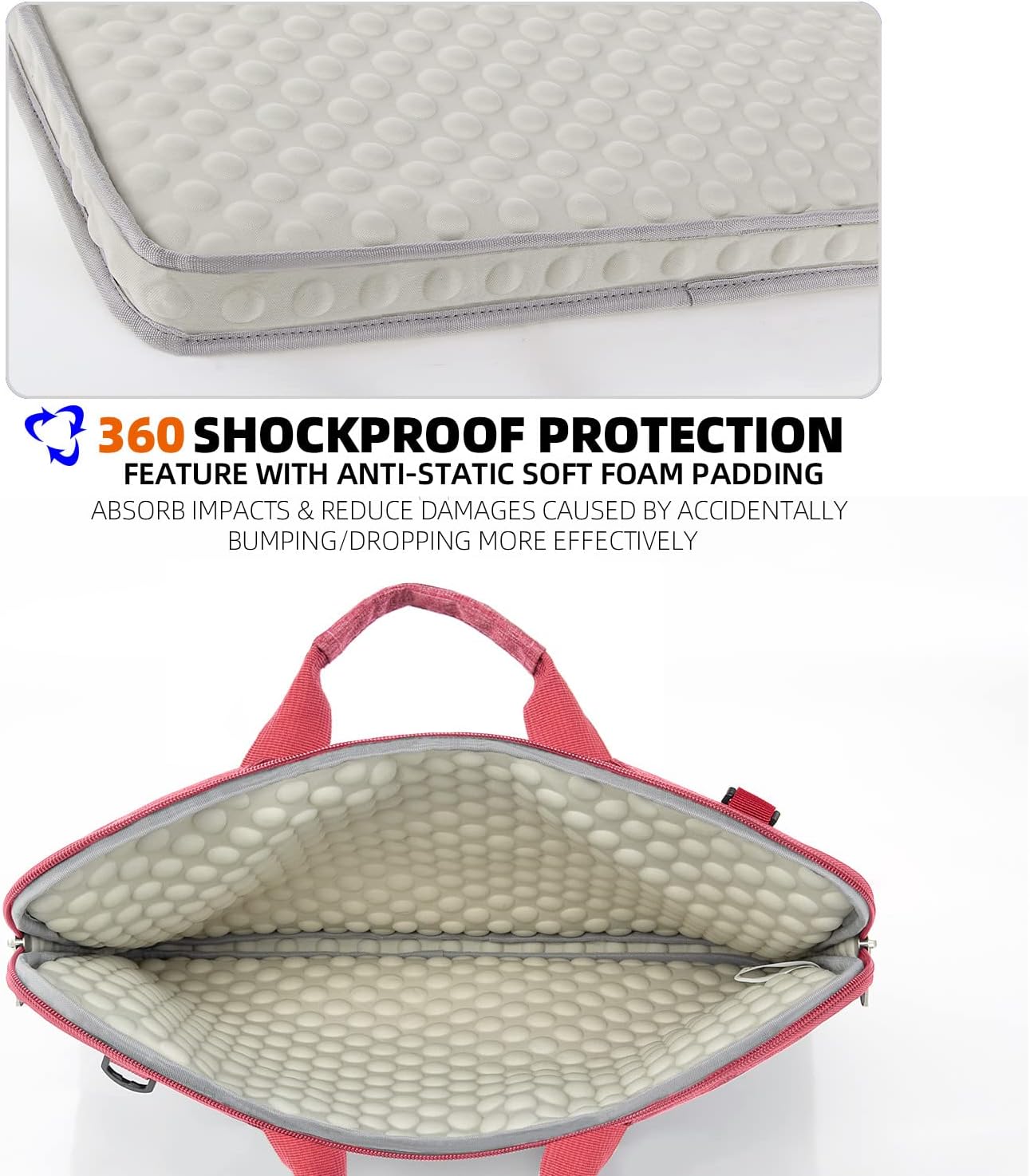 KINGSLONG Slim 17.3 inch Laptop Sleeve Bag Carrying Case with Shoulder Strap, Notebook Ultrabooks Computer Handbag Cover for Men Women Fit for Acer Asus HP Pink