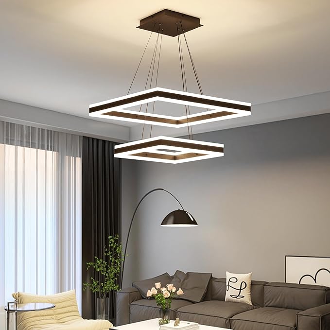 Modern Ceiling Chandeliers, with Remote Control Dimmable 3 Color Mode & Brightness (Warm & Cool & Neutral Light) Ceiling Chandelier, Acrylic Anti-Flicker Dining Light Fixture for Kitchen