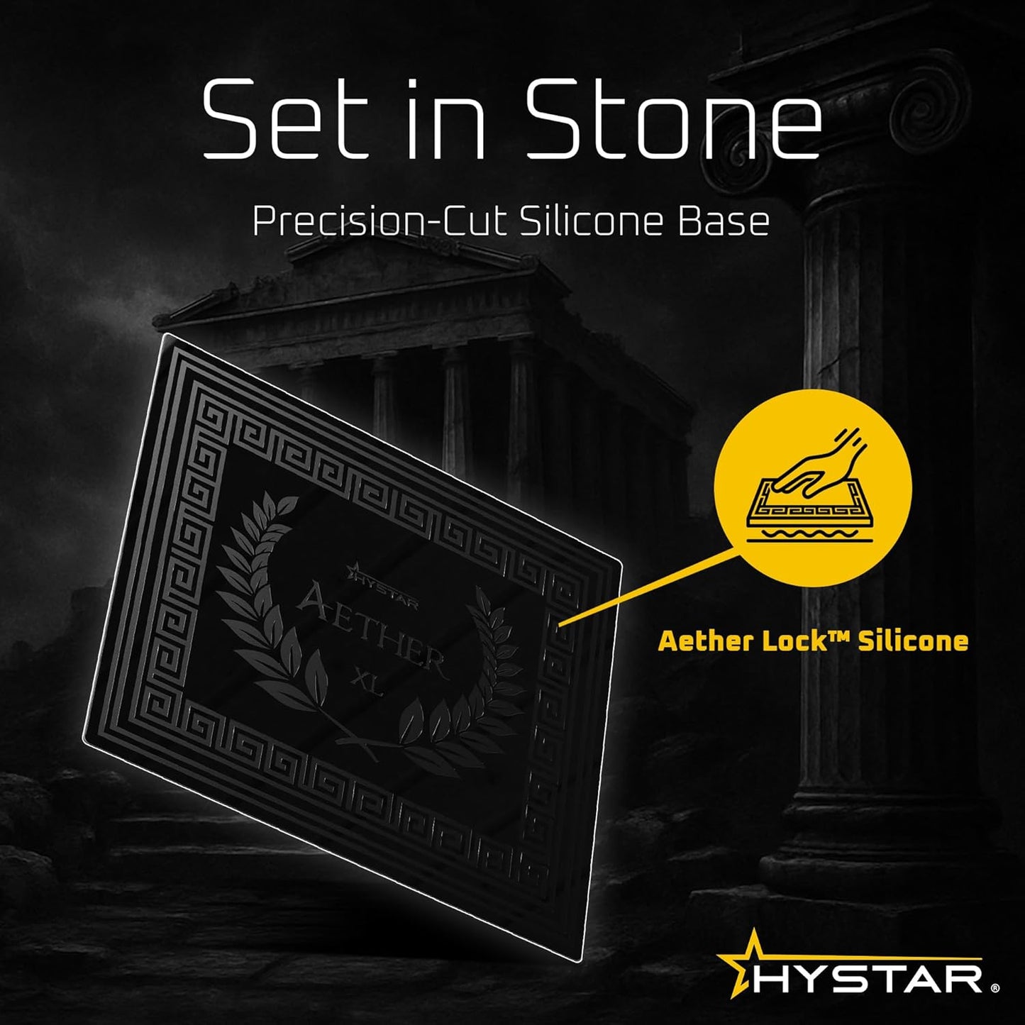 Hystar Aether Glass Gaming Mousepad | Micro-Etched Tempered Glass | Quiet, Ultra-Fast Glide | Full Anti-Slip Silicone Backing (Black, Large)