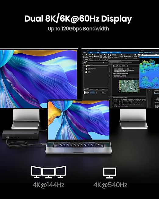 Silkland 80Gbps USB 4 for Thunderbolt 5 Cable 1FT, 240W PD 3.1 Charging, up to 120Gbps Bandwidth for Dual 8K, Braided USB C Data Cable Compatible Thunderbolt 4/5, SSD, MacBook M4 Pro, iPhone17/16,Dock