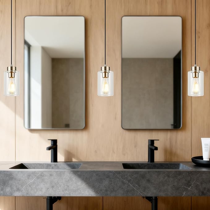 Brushed Nickel Pendant Lights Kitchen Island Clear Glass Pendant Light Fixture for Kitchen Island Dining Room Hallway