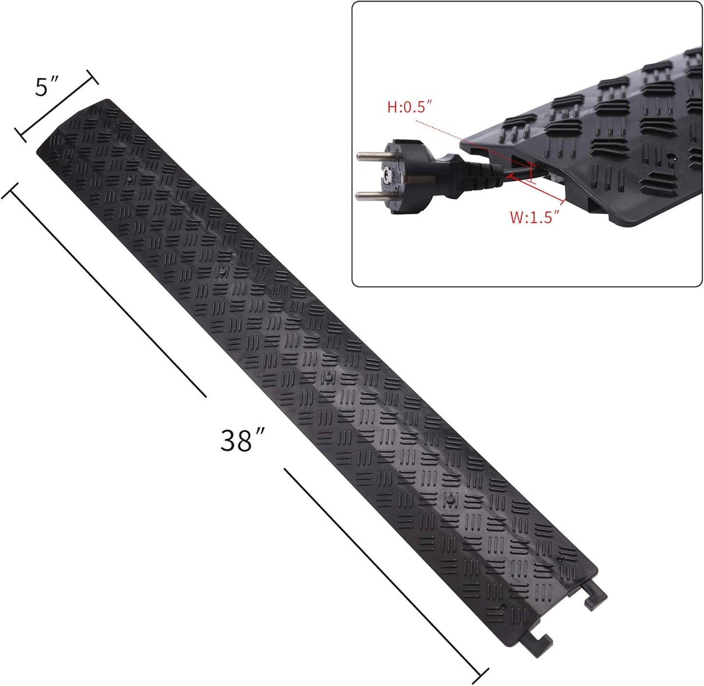 Small 2 Pack - Floor Cord Cover Cord Protector Drop Over Drop Trak Cable Ramp for Office Warehouse - Black
