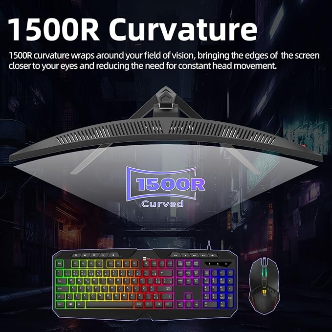 34 Inch Curved Gaming Monitor 4K, (3440x1440) 165Hz Ultrawide Computer Monitor, AMD FreeSync, 1500R, HDR, 125% sRGB, DCI-P3 92%, HDMI/DP and Built-in Speaker, VESA 100 x 100mm