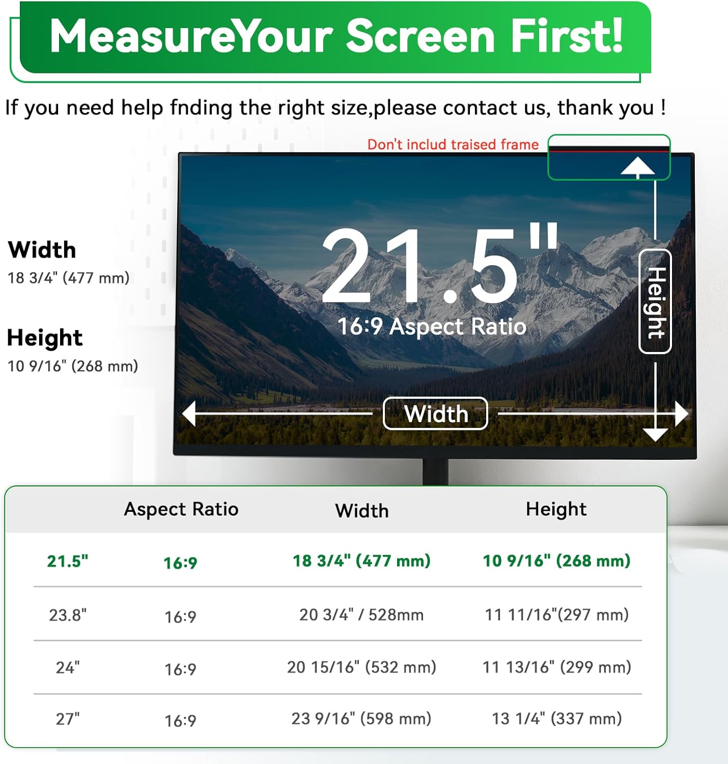 [2 Pack] Magnetic 21.5 in Computer Anti Blue Light Screen Protector for16:9 Aspect Ratio Widescreen Monitor, Hanging Eye Protection Anti-Glare Light Screen Protector, Removable 21.5in Protective Film