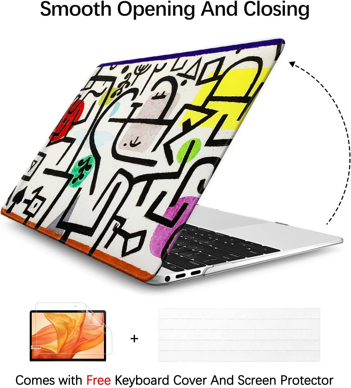 Compatible with MacBook Pro 13 inch Art Case Skin, 2022, 2021, 2020-2018 Release A1708 Abstract Hard Shell with Keyboard Cover & Screen Protector (Picture of A Journey by Paul Klee)