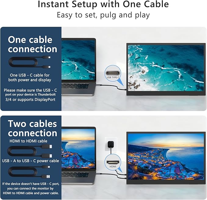 2.5K Portable Monitor 15.6inch UHD 2560 * 1680 for Laptop, 100% sRGB 500nits HDR IPS External Display w/Smart Cover & VESA Mount, USB-C HDMI Travel Second Screen for PC Mac Phone Xbox PS5