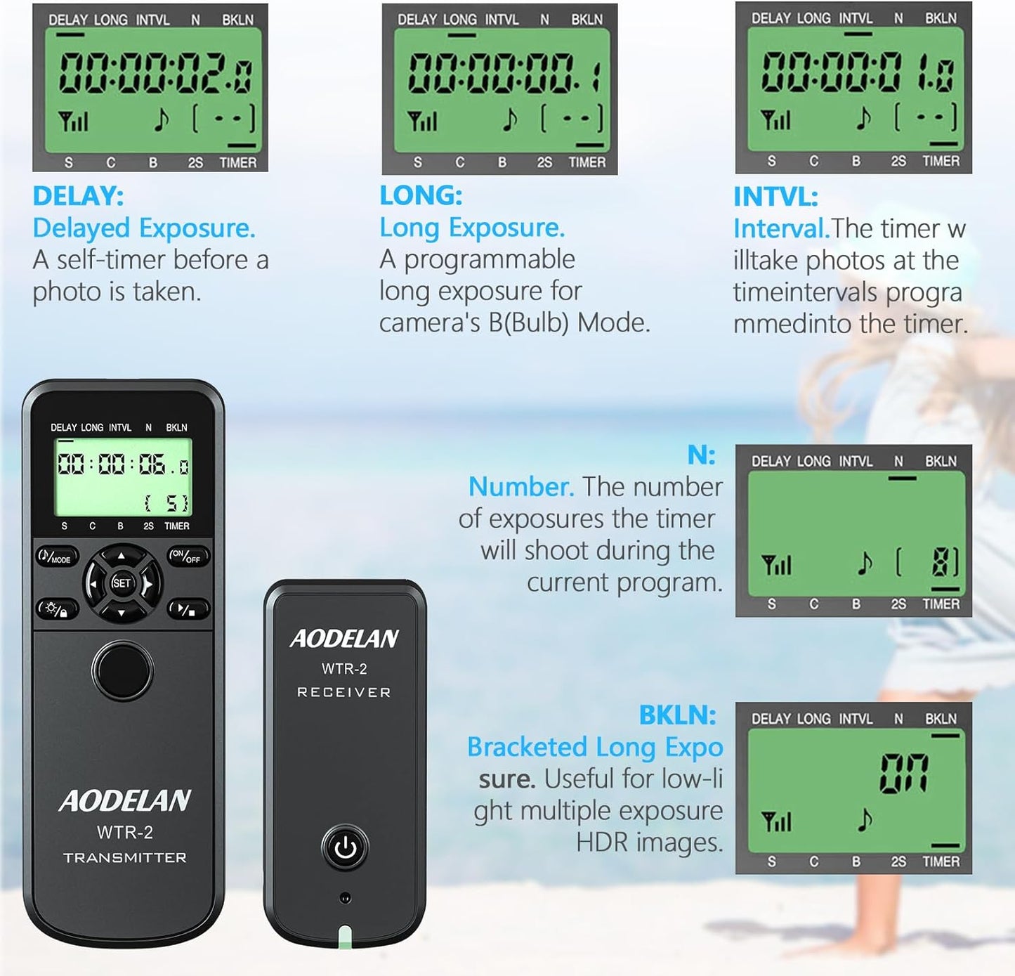 AODELAN Intervalometer Remote for Nikon - Camera Wireless Timer Shutter Release Remote Control for Nikon Z6, Z7, Z9, D850, D810, D750, D7200, Coolpix P1000, P950; Replaces Nikon MC-DC2, MC-30, MC-36A