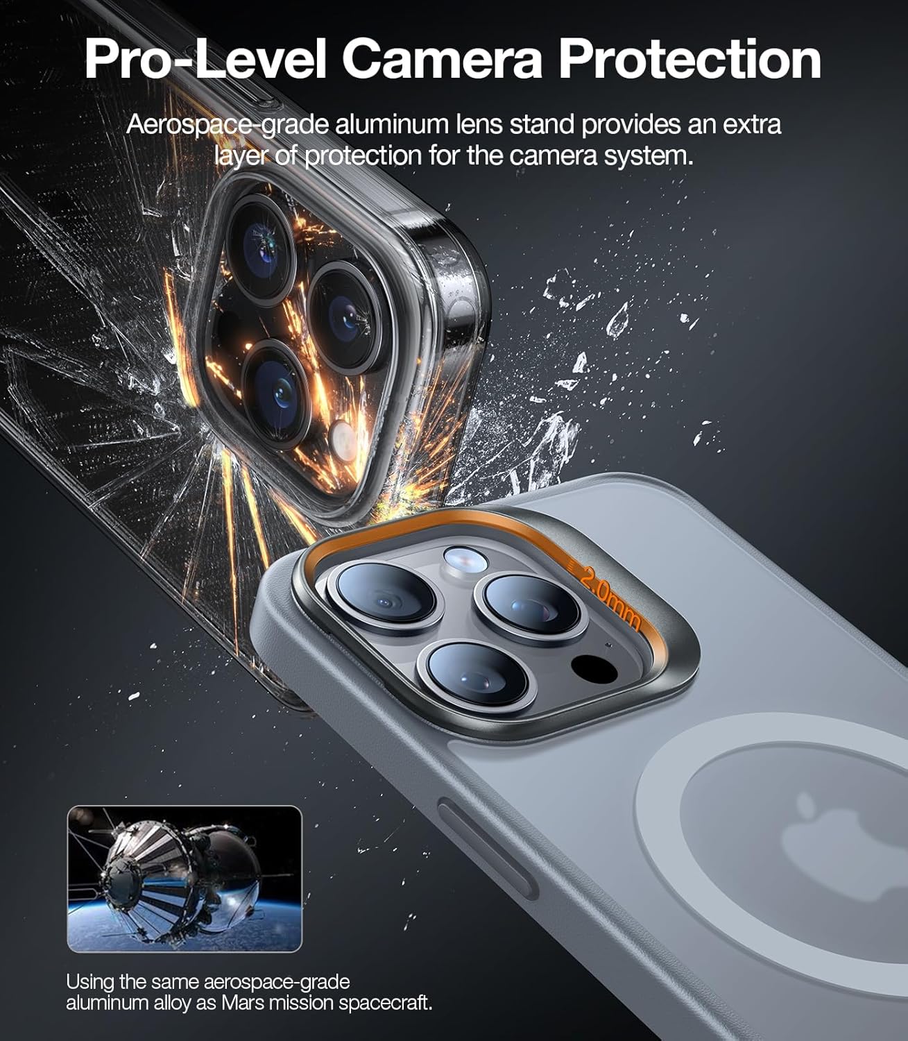 TORRAS Magnetic for iPhone 15 Pro Case, Compatible with MagSafe, Invisible Camera Kickstand, Military-Grade Shockproof Translucent Anti-Scratch Hard Back and Soft Edge Phone Case, Natural Titanium