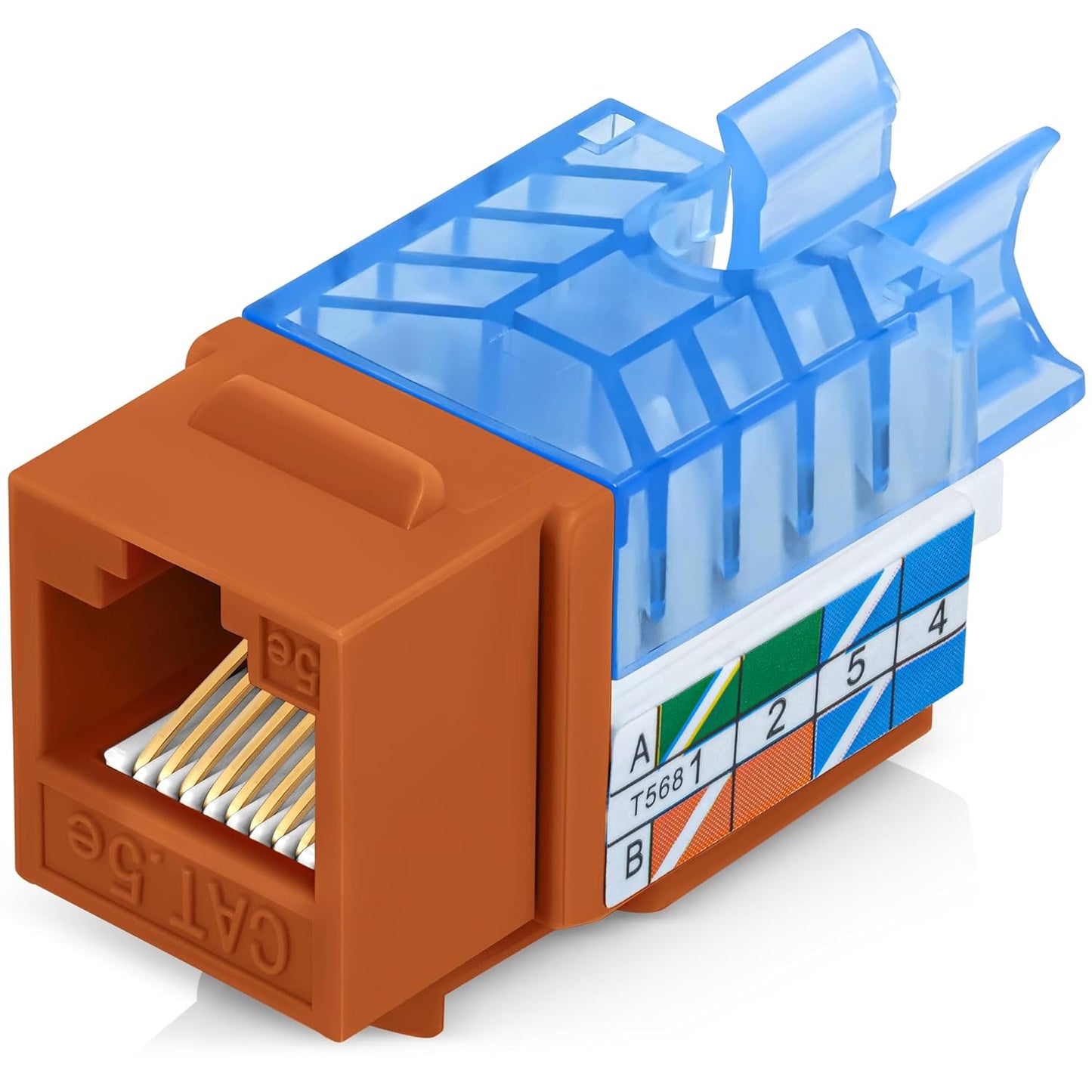 Everest 45° Angled RJ45 Cat5e Keystone Jacks 50-Pack in Orange - Slim Profile Female RJ45 Connectors - Cat 5e Keystone Jack - Compatible with 45° Angled Speed Termination Tool - 45Term (B0BL3GS7ZY)