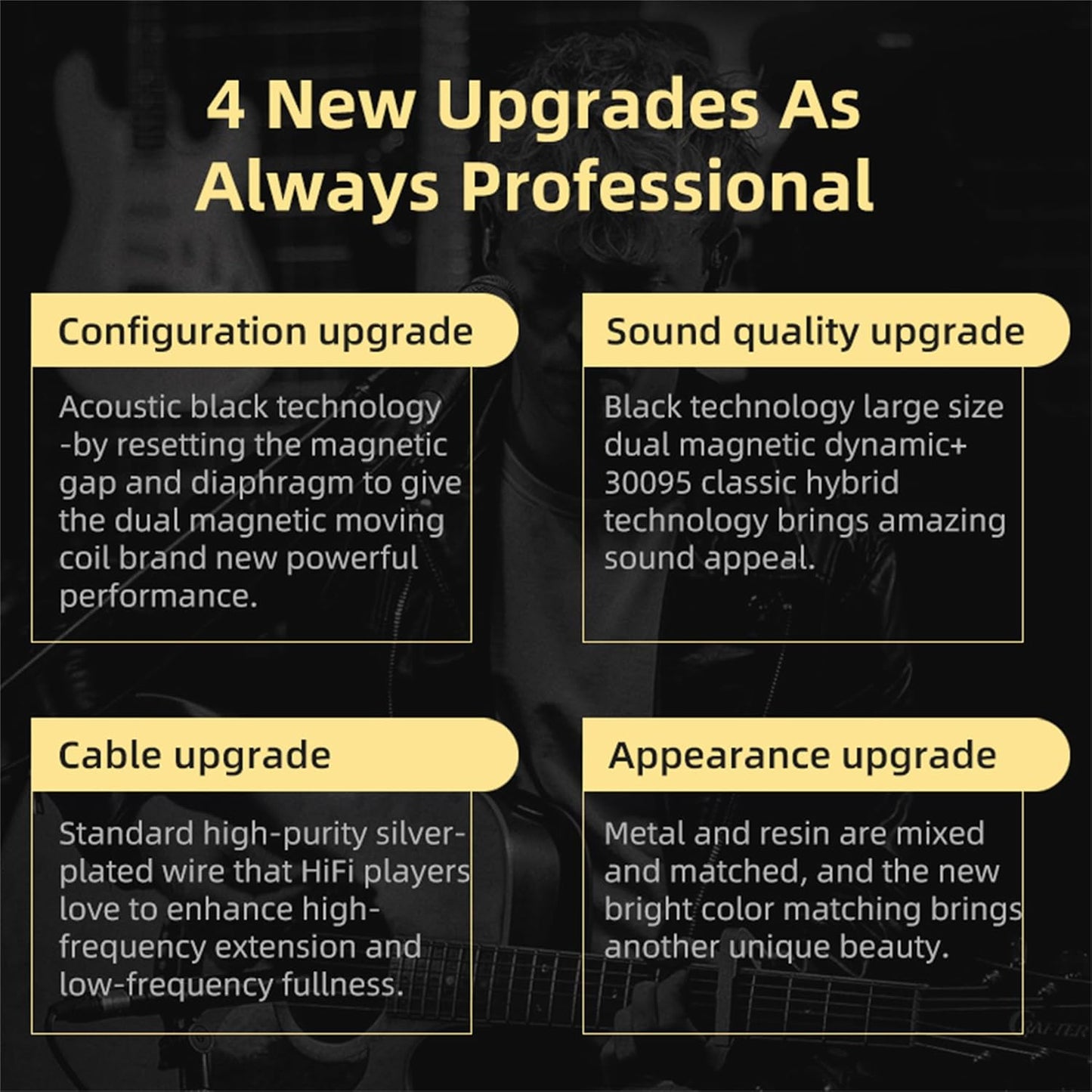 KZ ZSN PRO X in Ear Monitor Headphones Gaming Earbuds, High Fidelity Wired Earbuds, Hybrid Dual Driver IEMS Earphones with 1BA 1DD Detachable Tangle-Free Cable for Computer Tablet (Gold, with Mic)