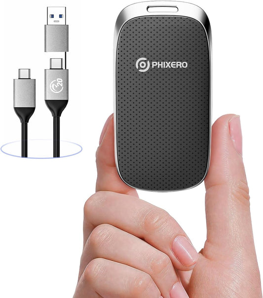 PHIXERO P20 External Portable SSD 1TB,up to 2050Mb/s,External Solid State Drives with 2 in 1 USB C Cable with LED Indicator,USB 3.2 Gen 2 Portable Hard Drive for iPhone 15/16 PRO, Mac, PC & Laptops