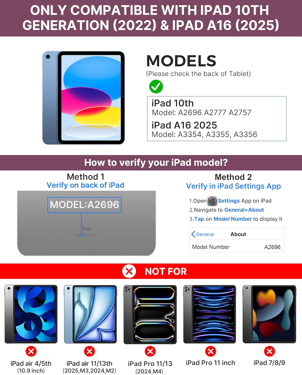 typecase Touch iPad 10th Generation Case with Keyboard (10.9", 2022), Multi-Touch Trackpad, 10 Color Backlight, 360° Rotatable, Thin & Light for Apple iPad 10th Gen 10.9 (Raspberry)