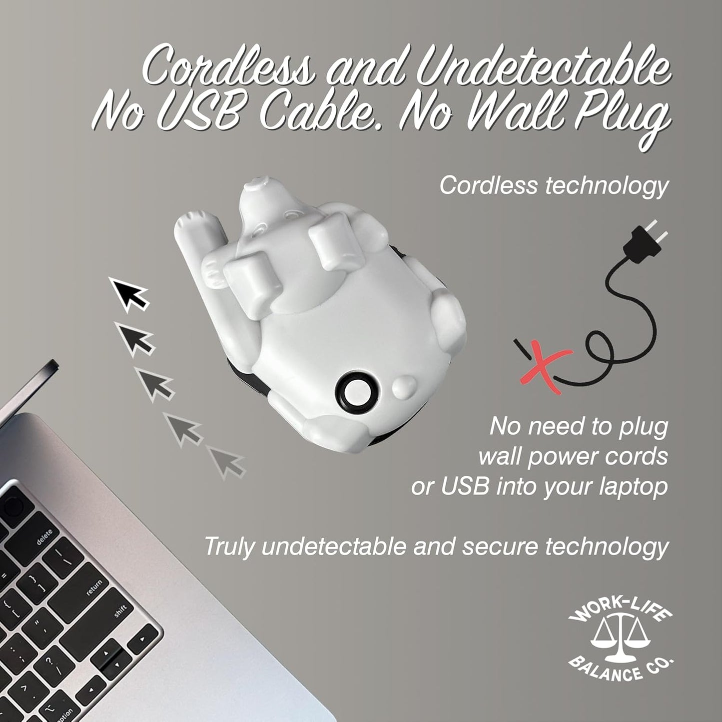Laptop Trackpad Jiggler -AA Battery Lasts 6 Months -Undetectable -Cordless Mouse Jiggler -Does Not Work on DeII -Keeps Touchpad Active, Laptop Awake -Mechanical Mouse Mover -ON/Off Switch (Gray Dog)
