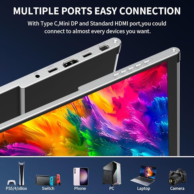 OLED Portable Monitor- 4K Portable Laptop Display 16 Portable Gaming Monitor 100% DCI-P3 HDMI/USB-C External Screen for Laptop Phone/Switch/Xbox