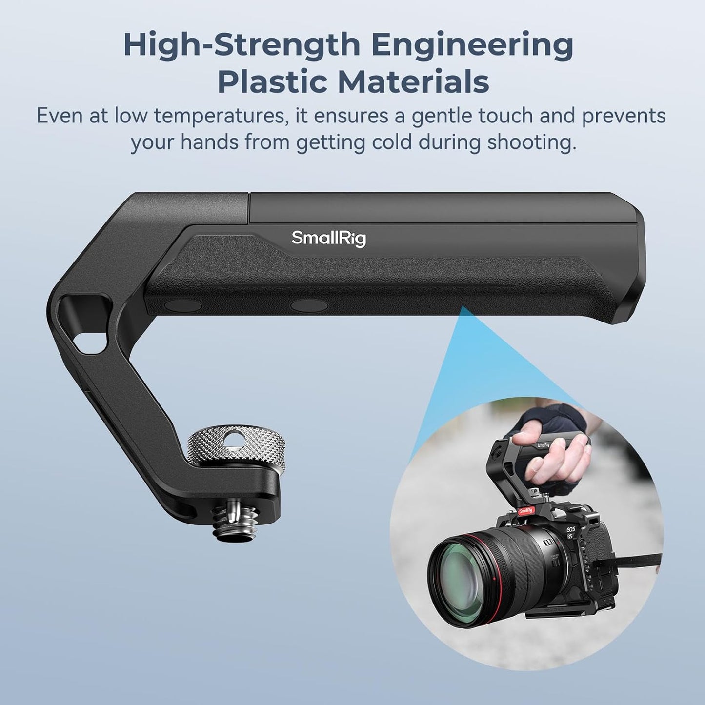 SMALLRIG Lightweight Top Handle with 3/8"-16 Locating Pins for ARRI, Tiny Camera Top Handle Only 113g, High-Strength Engineering Plastic Handle with Two Cold Shoe Mounts - 4757
