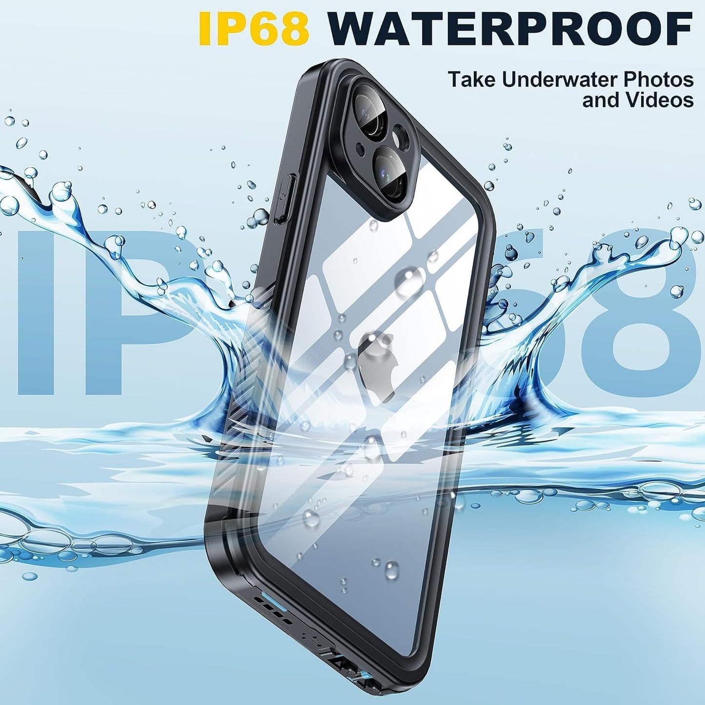 for iPhone 15 Plus Case Waterproof - Built-in Privacy Screen Protector & HD Screen Protector [IP68 Underwater] Shockproof Dustproof Full Body Protection iPhone 15 Plus Phone Case Blue