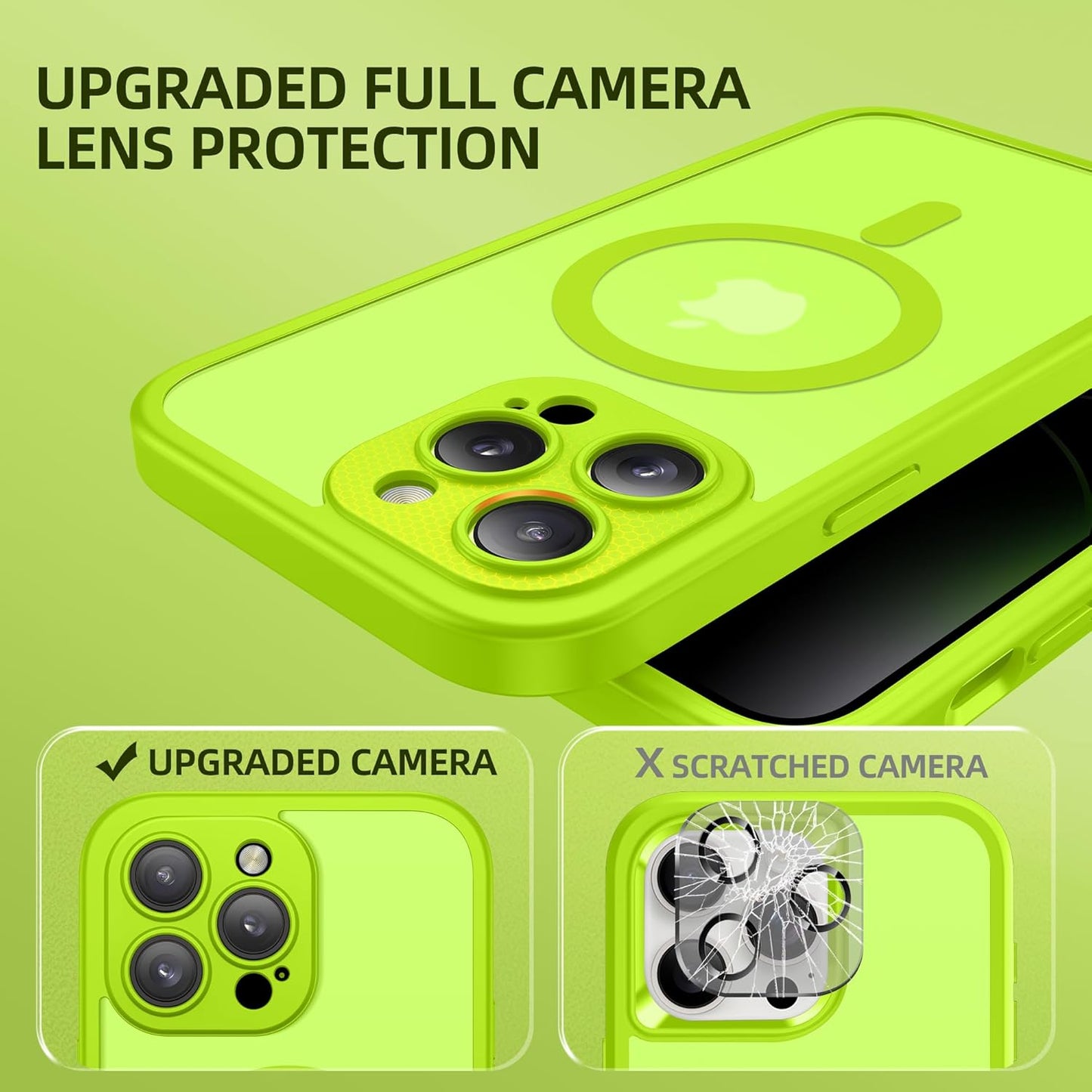 BERFY Magnetic for iPhone 14 Pro Max Case,Compatible with MagSafe,Built-in Privacy Screen Protector and Upgraded Camera Protection,Anti-Spy Full Body Shockproof Phone Case for 14 Pro Max, Bright Green