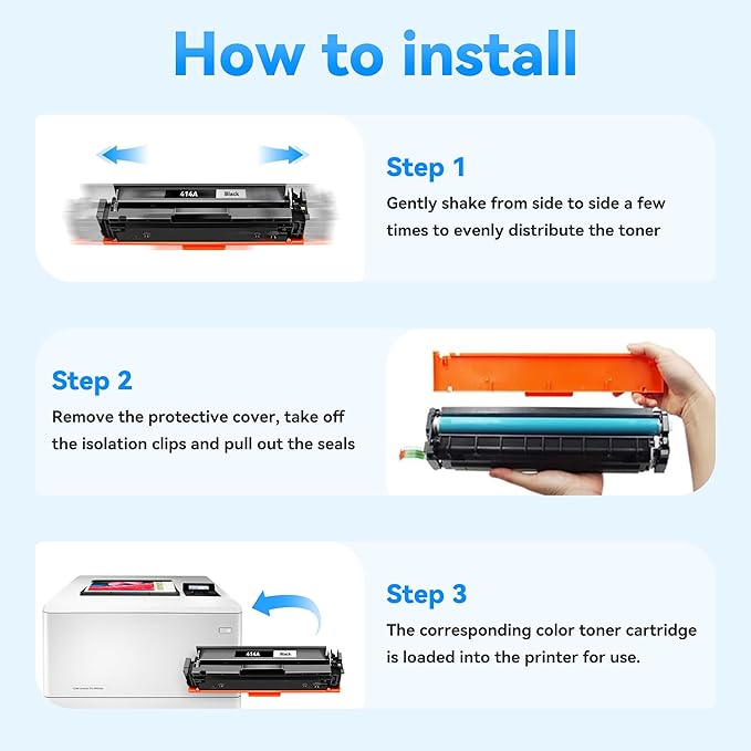 414A Toner Cartridge High Yield Replacement for MFP M479fdw Toner for 414A 414X 4 Pack Work for HP Color Laser Jet Pro MFP M479fdw M454dw M454dn M455dn MFP M480f M479dw M479fdn Printer (BK/C/Y/M)