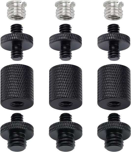 12 Pcs 1/4" & 3/8" Camera Screw Adapter Set - DSLR, GoPro, Flash & Light Stand Mounts