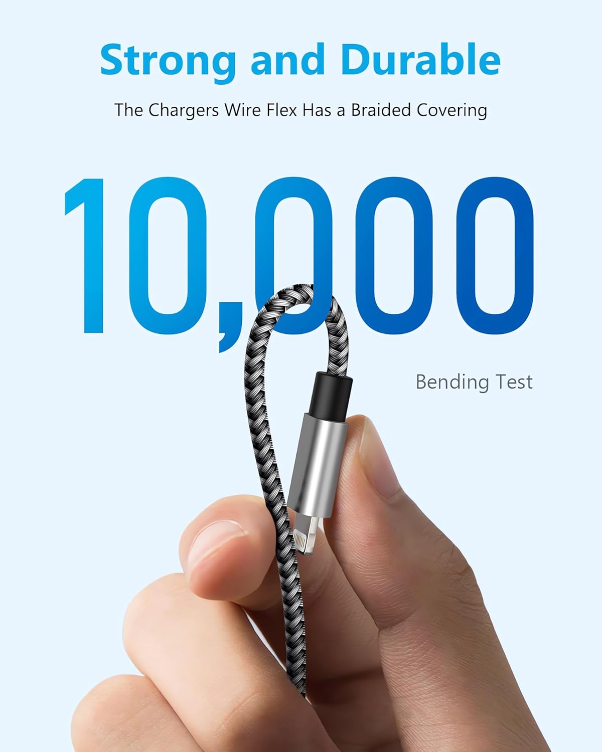 IDISON [MFi Certified iPhone Charger, 5Pack(3/3/6/6/10FT) iPhone Charging Cable Nylon Braided Fast Charging Cord Compatible for iPhones/Pad-BlackGrey