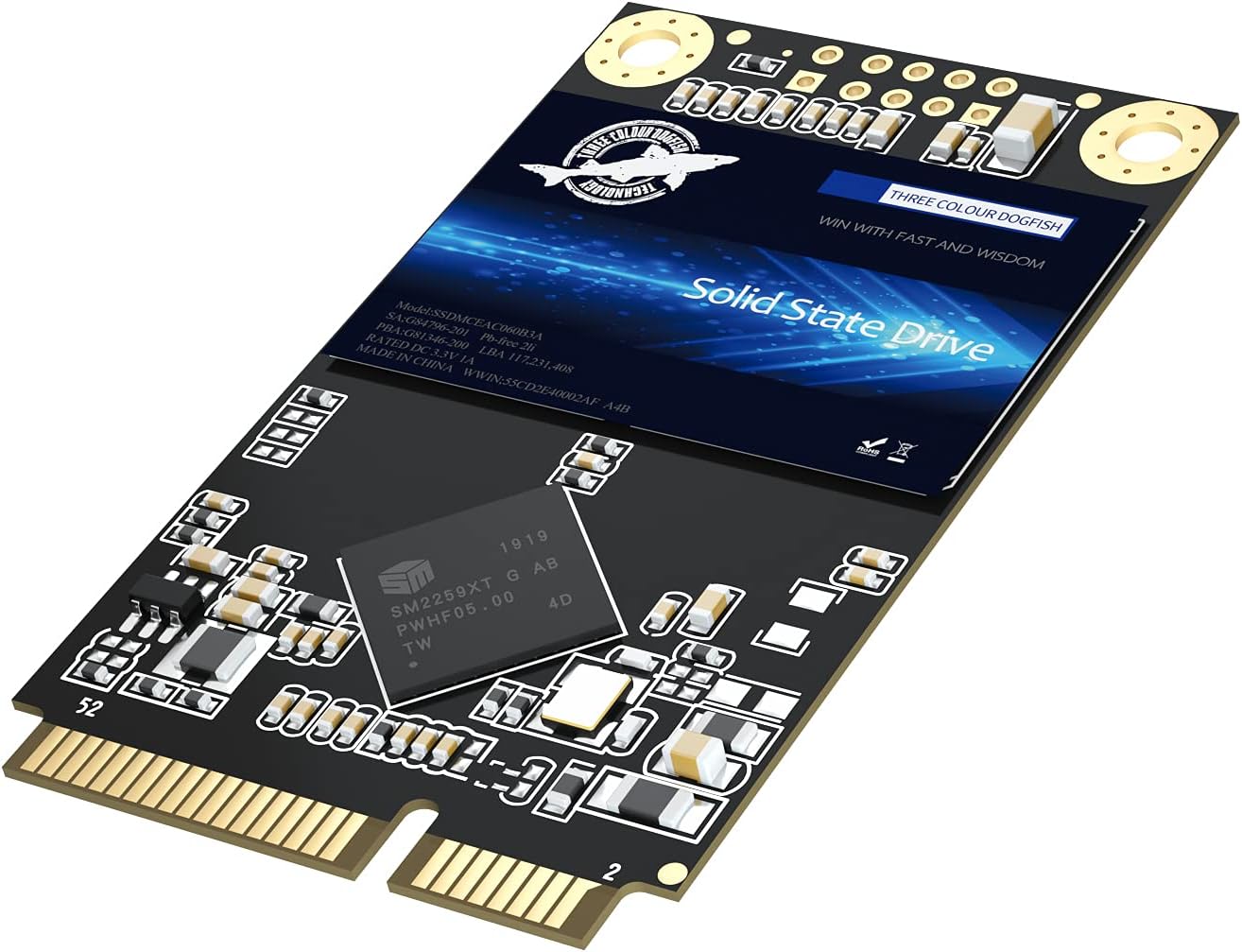Dogfish mSATA SSD 500GB 3D NAND TLC SATA III 6 Gb/s, mSATA (30x50.9mm) Internal Solid State Drive - Compatible with Desktop PC Laptop - (MSATA 500GB)