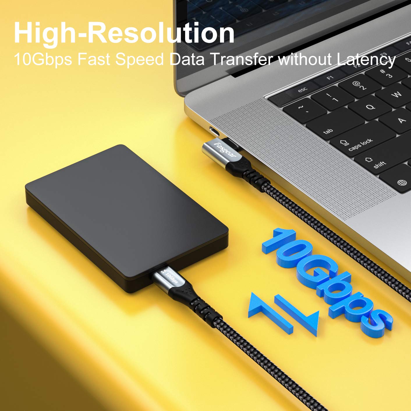 Fasgear USB-C to USB C Cable 100W Power Delivery 3ft 90 Degree Type C 3.1 Gen 2 Cord 10Gbps Data Sync 5A PD Fast Charge Cord with E-Marker Chip Compatible for MacBook,Pixelbook,Galaxy S20,SSD (Black)