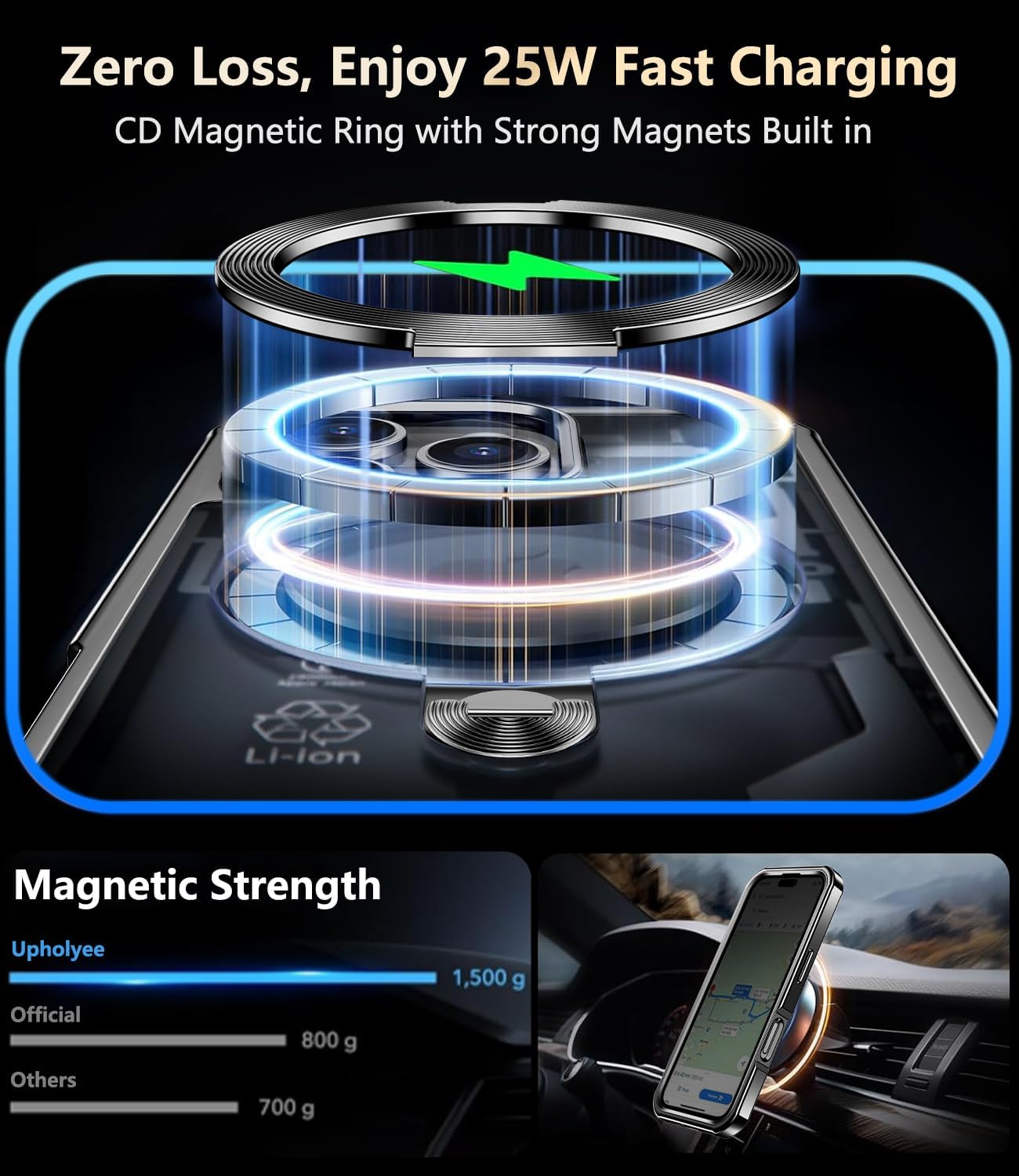 [360° Rotatable CD Stand & Built-in Privacy Screen Magnetic Case for iPhone 16 Pro [Compatible with MagSafe & Full Signal] Mil-Grade Shockproof Full Body Anti-Spy Cover for 16 Pro-Black